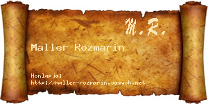 Maller Rozmarin névjegykártya